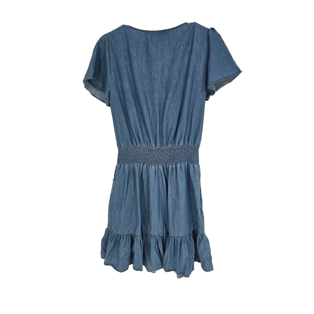 Michael Kors Cotton Chambray Smocked Denim Mini Dress Size Petite Medium NWT - Picture 3 of 4